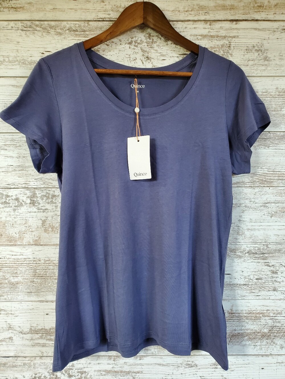 NWT Quince Storm Blue Cotton Modal Scoop Neck Tee Shirt